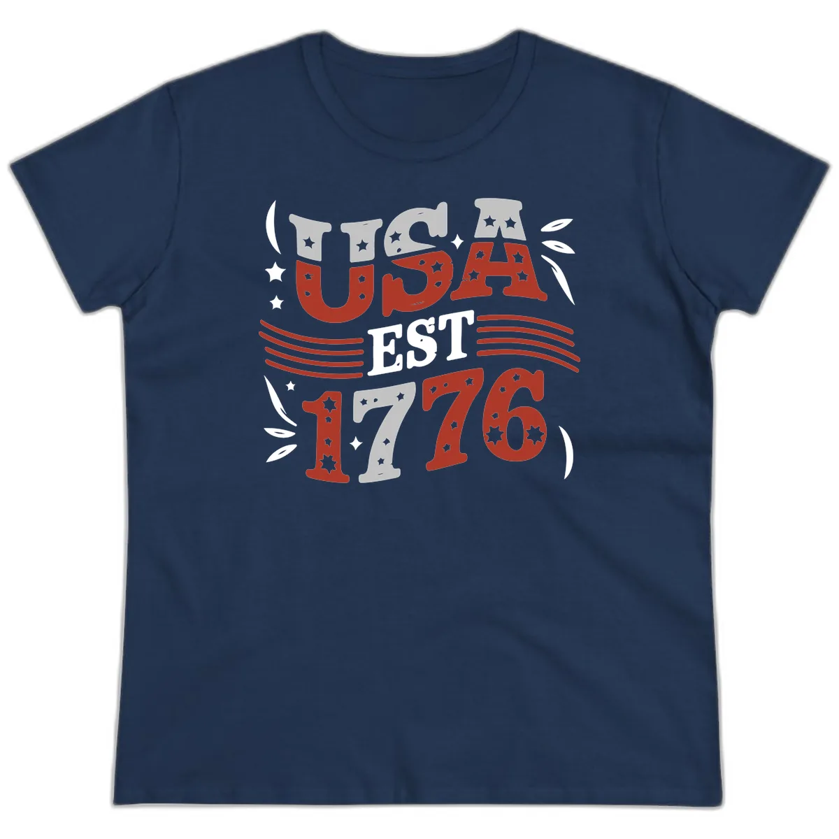 USA Established 1776 Celebration Ladies Tee in Navy