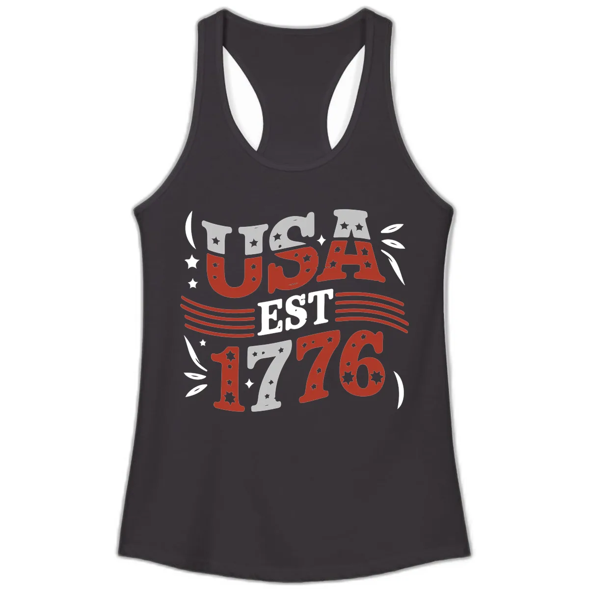 USA Established 1776 Celebration Ladies Tank in Black