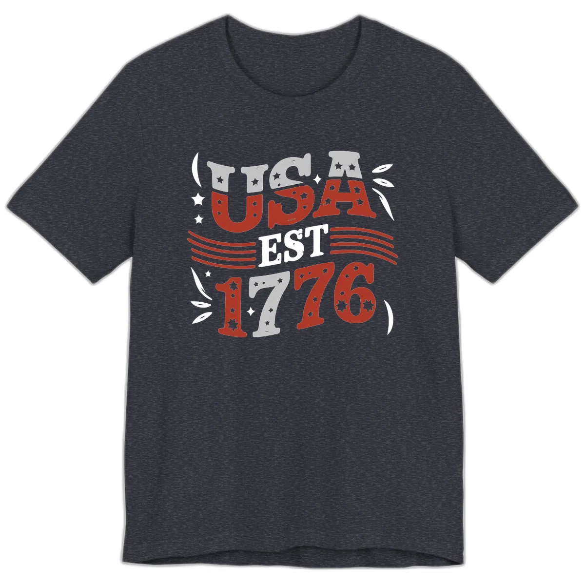 USA Established 1776 Celebration Premium T-Shirt in Heather Navy