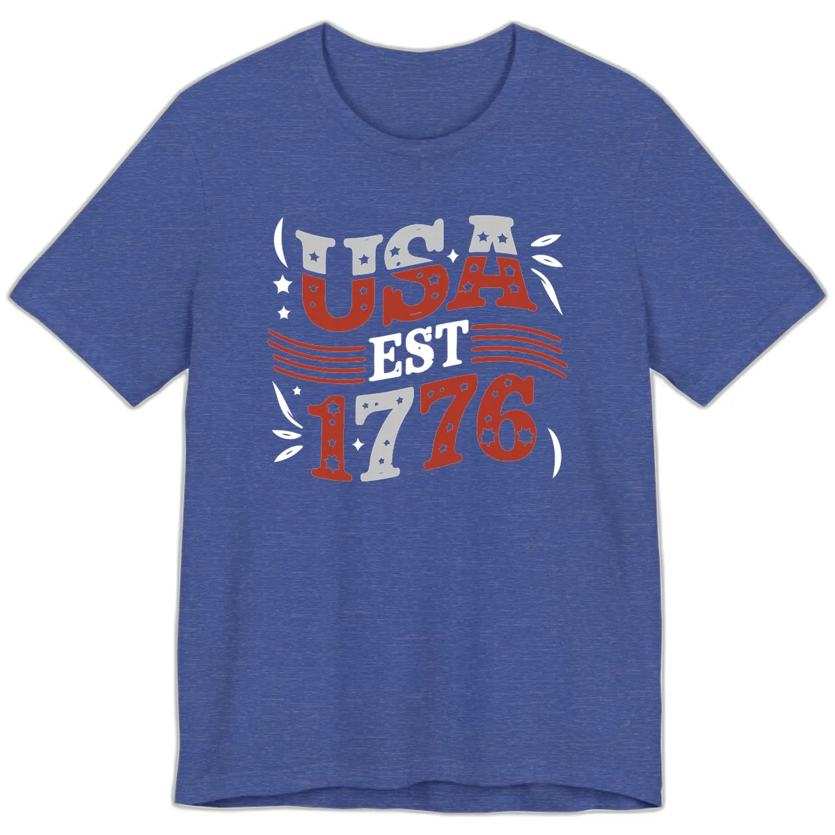 USA Established 1776 Celebration Premium T-Shirt in Heather True Royal