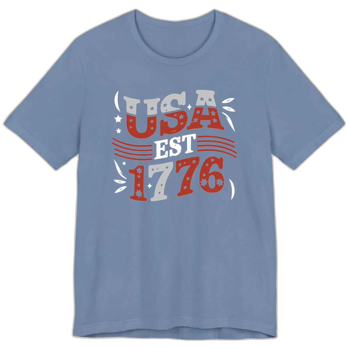 USA Established 1776 Celebration Premium T-Shirt in Steel Blue