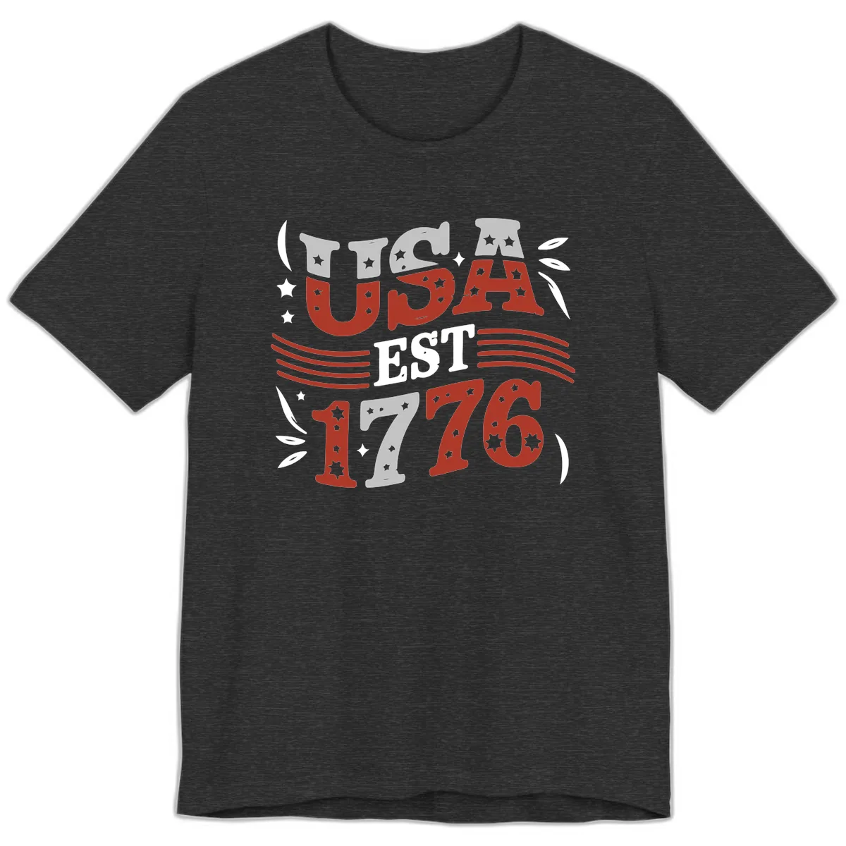 USA Established 1776 Celebration Premium T-Shirt in Dark Grey Heather