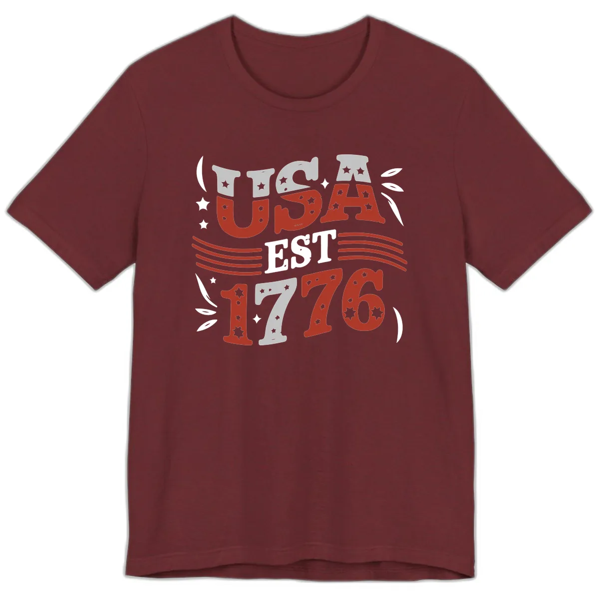 USA Established 1776 Celebration Premium T-Shirt in Heather Cardinal