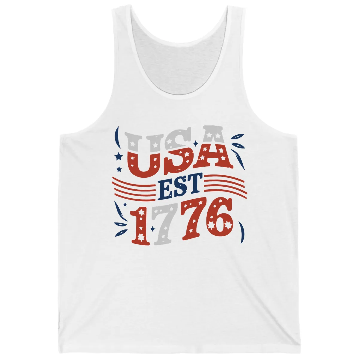 USA Established 1776 Celebration Tank in White