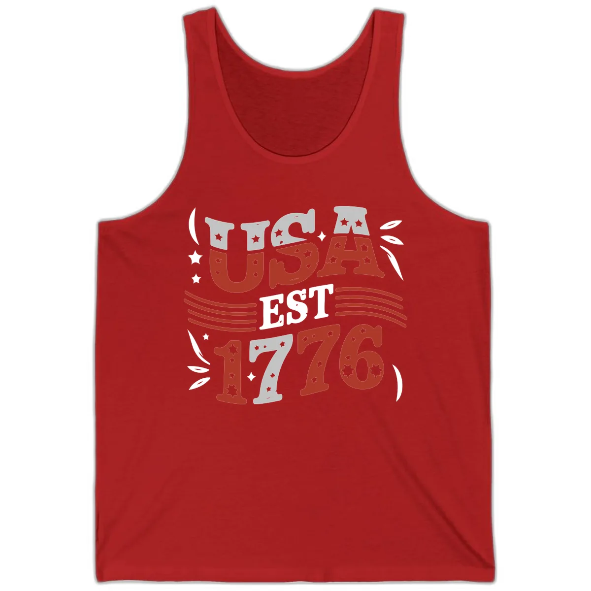 USA Established 1776 Celebration Tank in Red