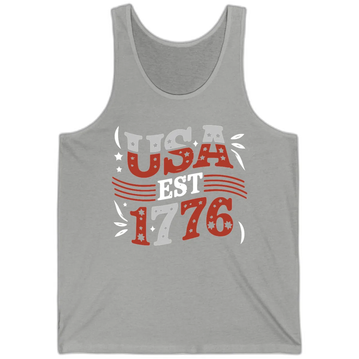 USA Established 1776 Celebration Tank in Athletic Heather