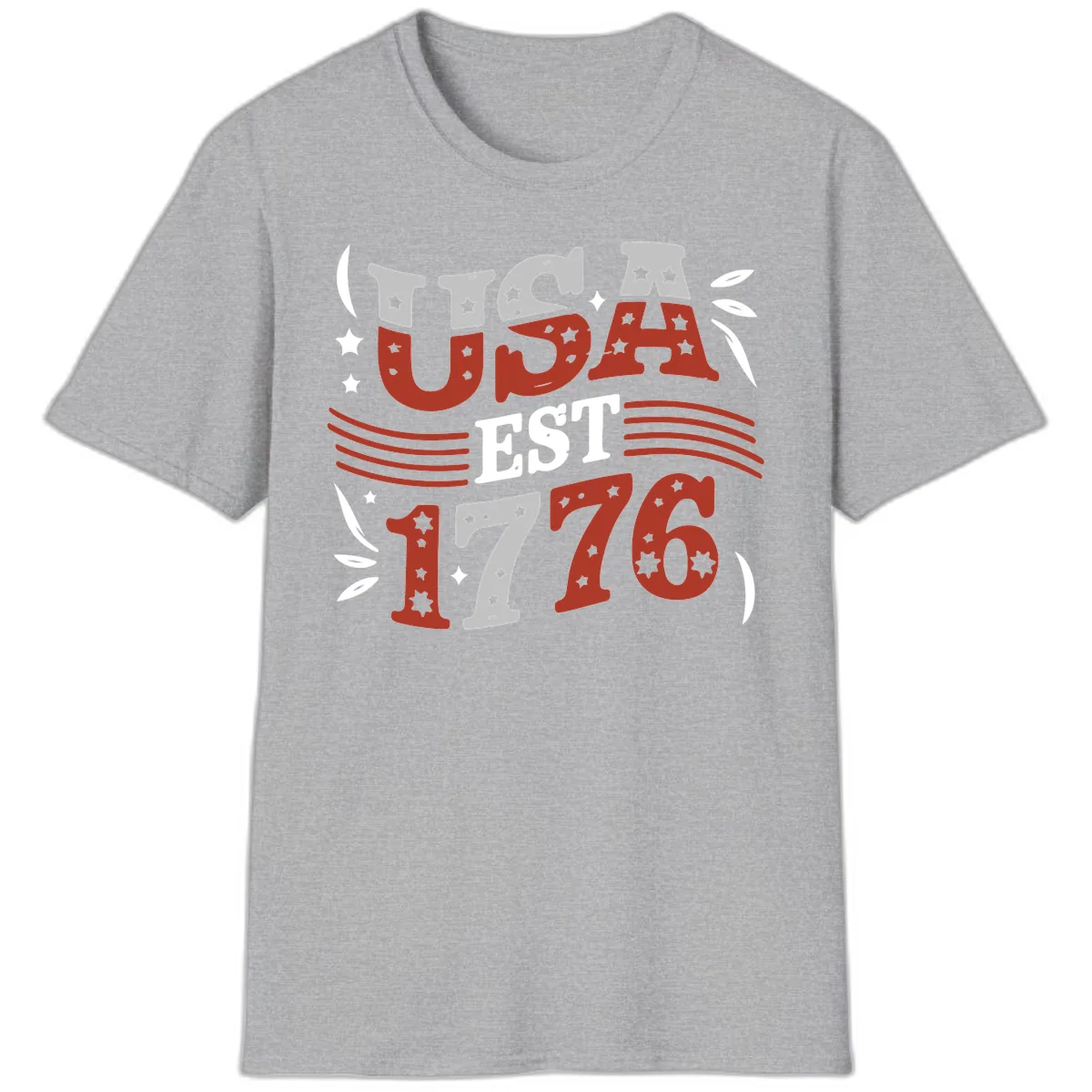 USA Established 1776 Celebration T-Shirt in Sport Grey