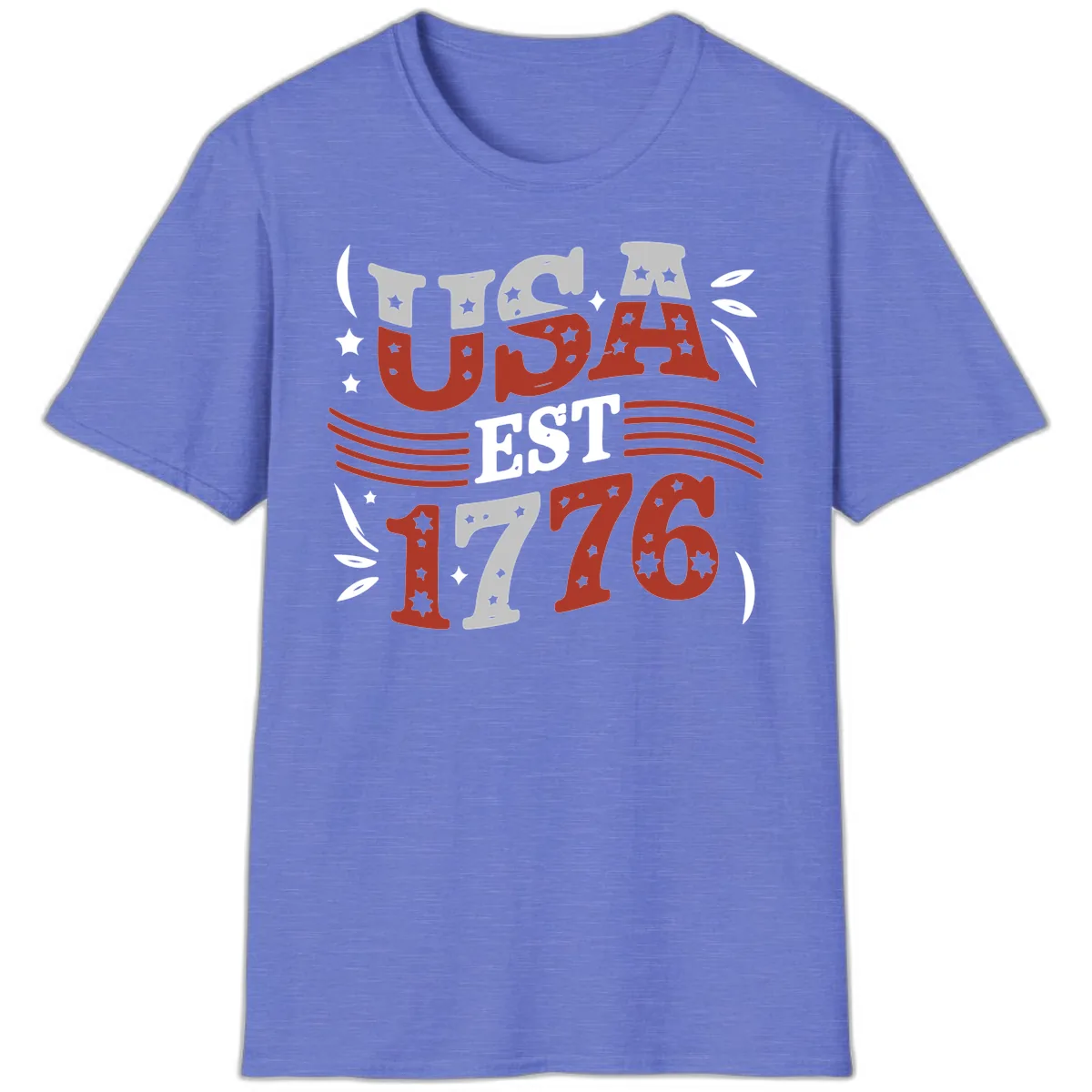 USA Established 1776 Celebration T-Shirt in Heather Royal