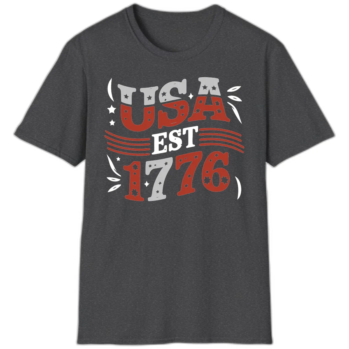 USA Established 1776 Celebration T-Shirt in Dark Heather