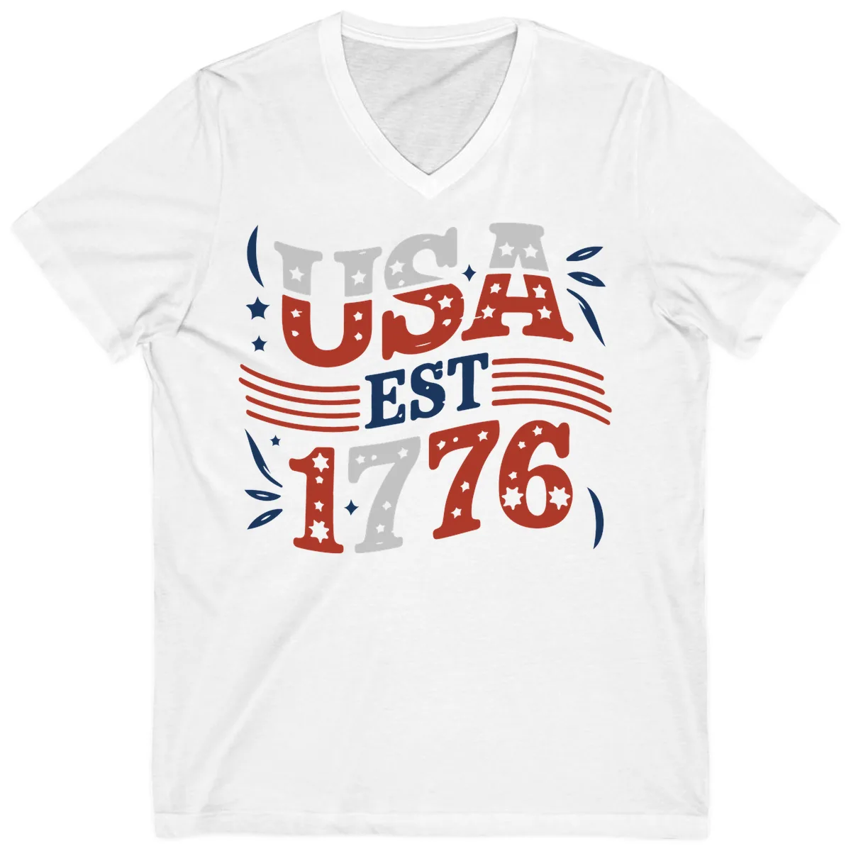 USA Established 1776 Celebration V-Neck in White