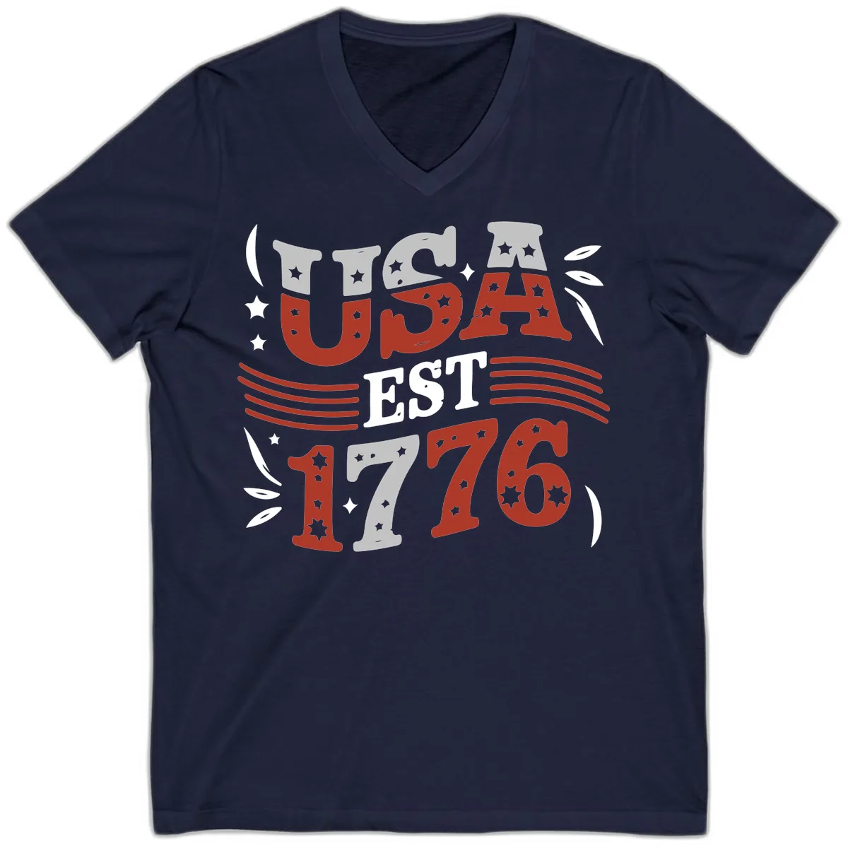 USA Established 1776 Celebration V-Neck in Navy