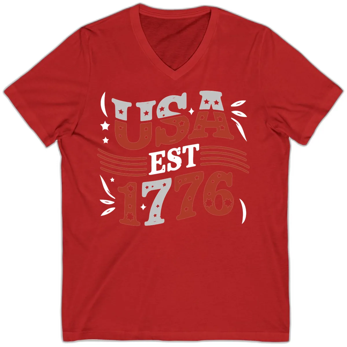 USA Established 1776 Celebration V-Neck in Red