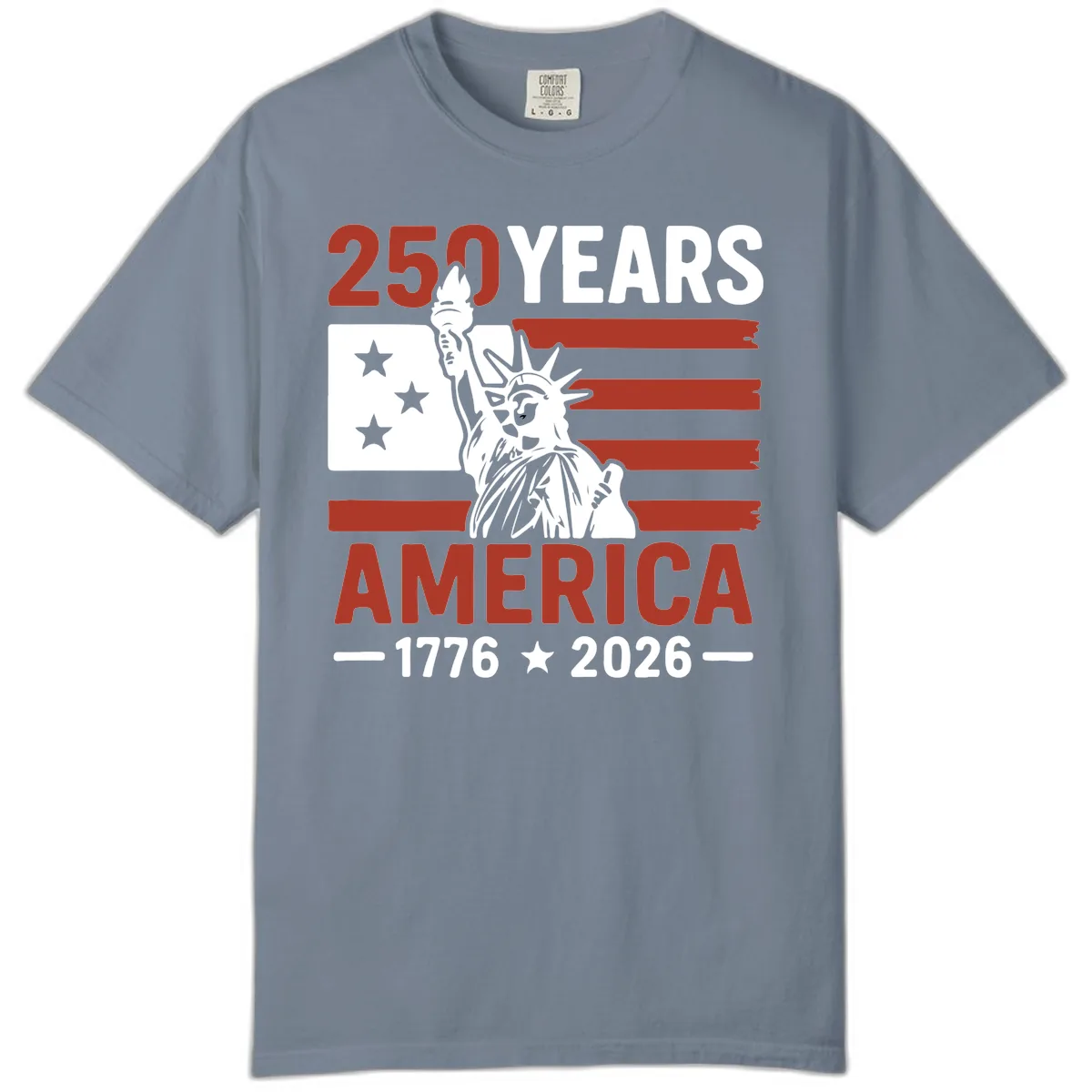 America 250 Years Celebration Comfort Color in Blue Jean