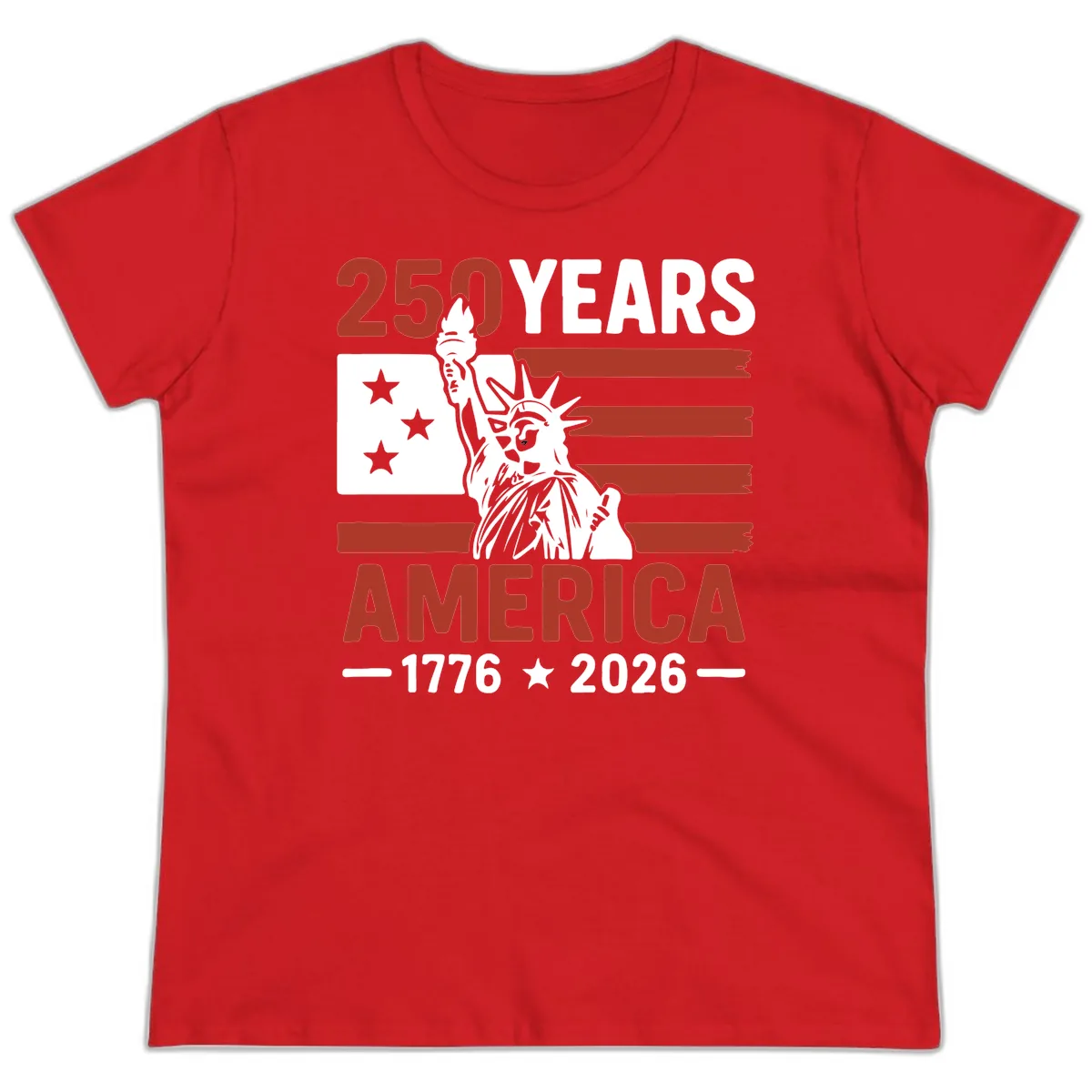 America 250 Years Celebration Ladies Tee in Red