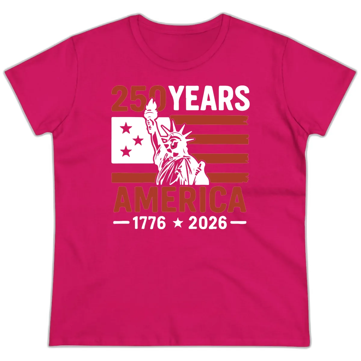 America 250 Years Celebration Ladies Tee in Heliconia