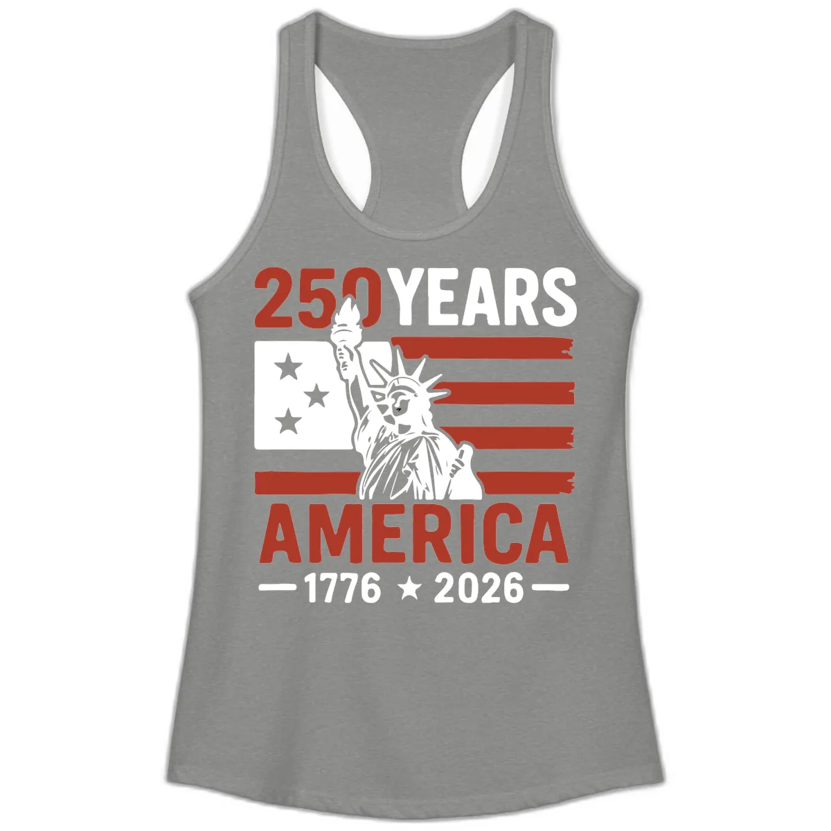 America 250 Years Celebration Ladies Tank in Heather Grey