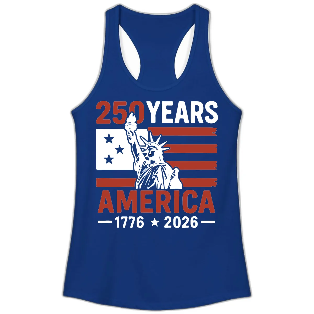 America 250 Years Celebration Ladies Tank in Solid Royal
