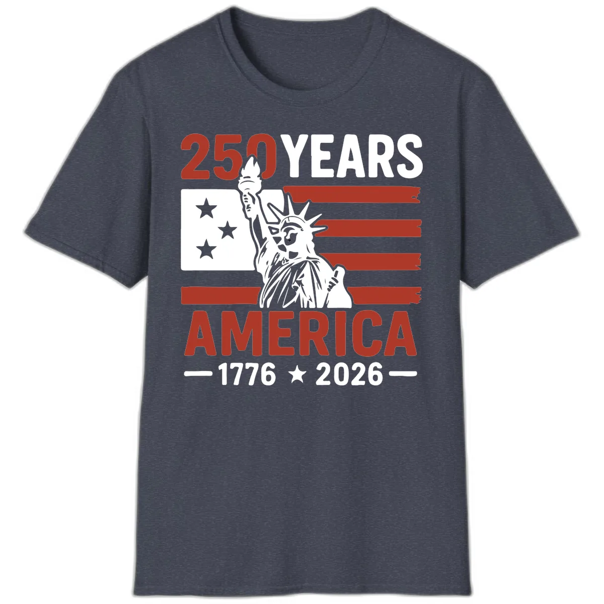 America 250 Years Celebration T-Shirt in Heather Navy