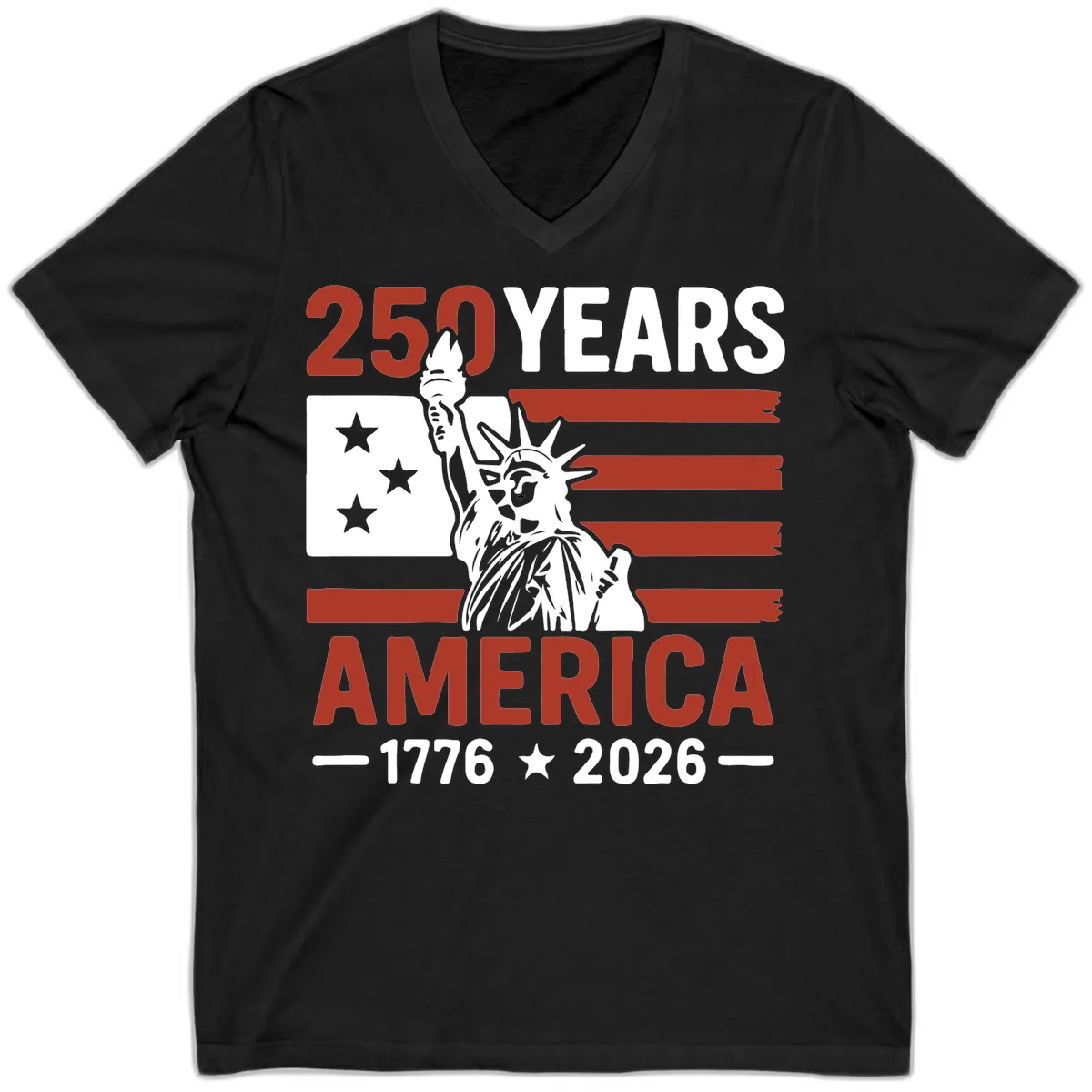 America 250 Years Celebration V-Neck in Black