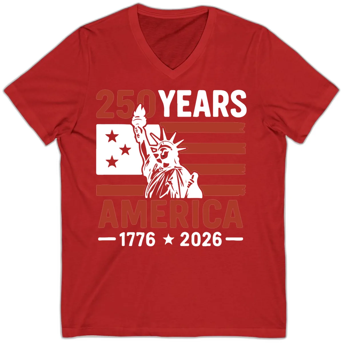 America 250 Years Celebration V-Neck in Red