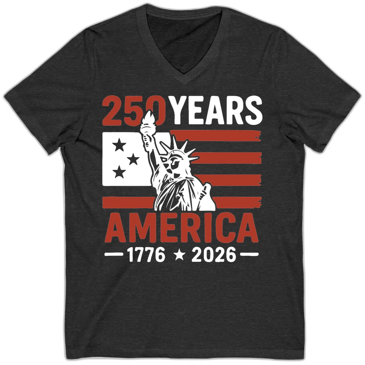 America 250 Years Celebration V-Neck in Dark Grey Heather
