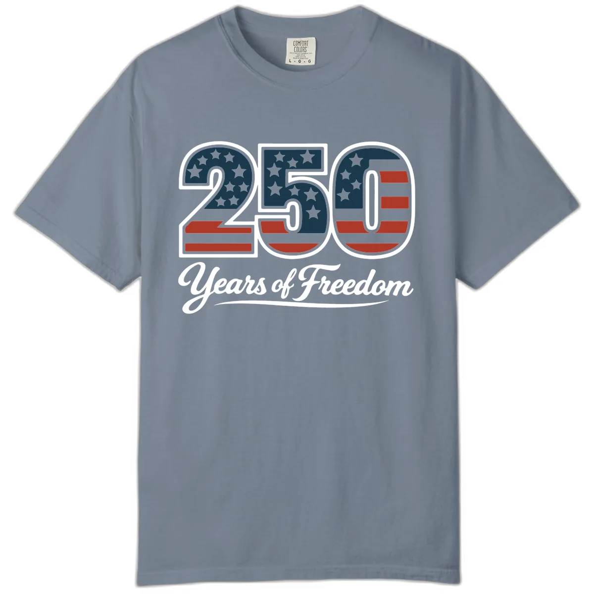 America 250 Years Of Freedom Design Comfort Color in Blue Jean