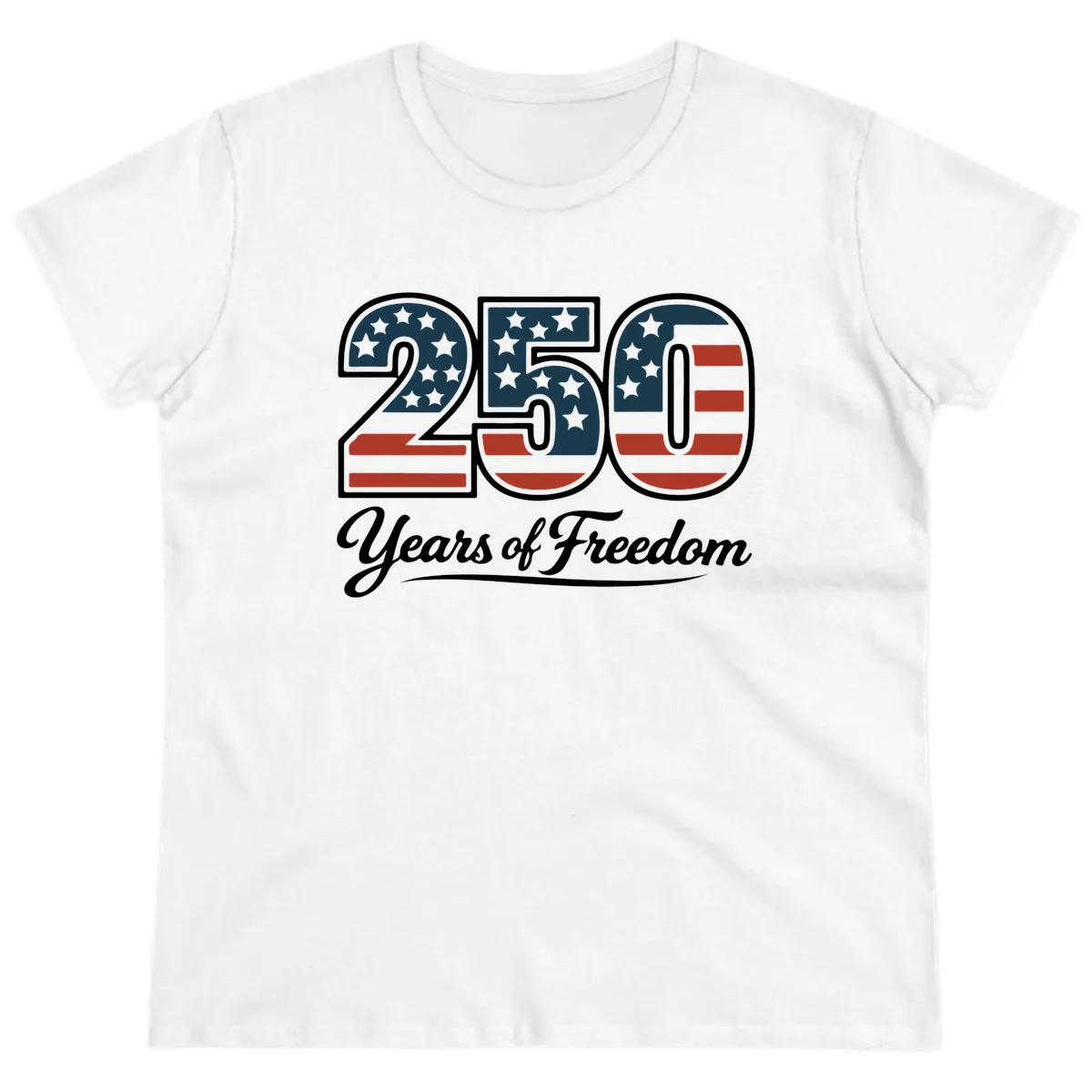 America 250 Years Of Freedom Design Ladies Tee in White