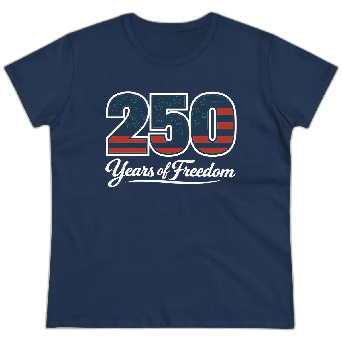 America 250 Years Of Freedom Design Ladies Tee in Navy