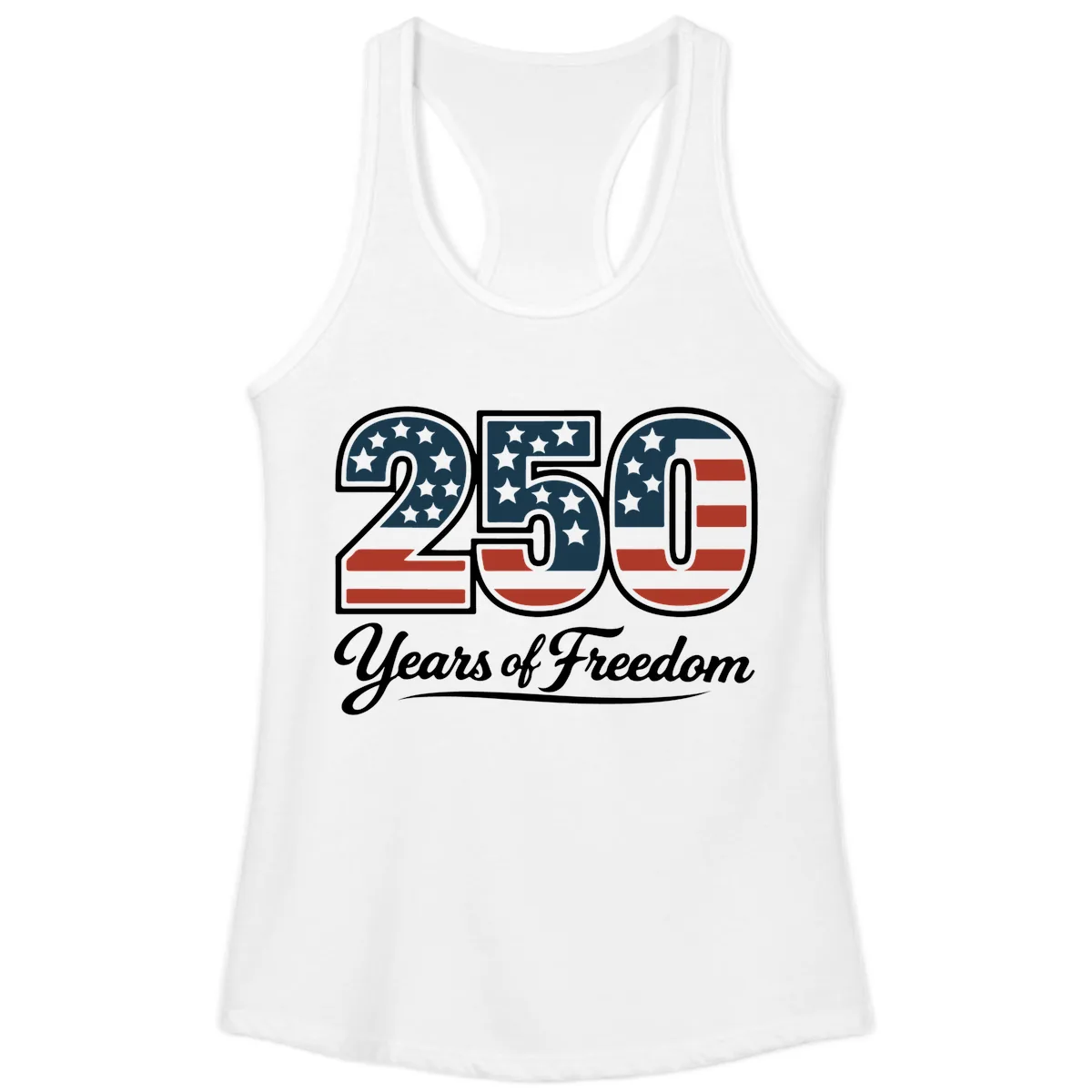 America 250 Years Of Freedom Design Ladies Tank in White