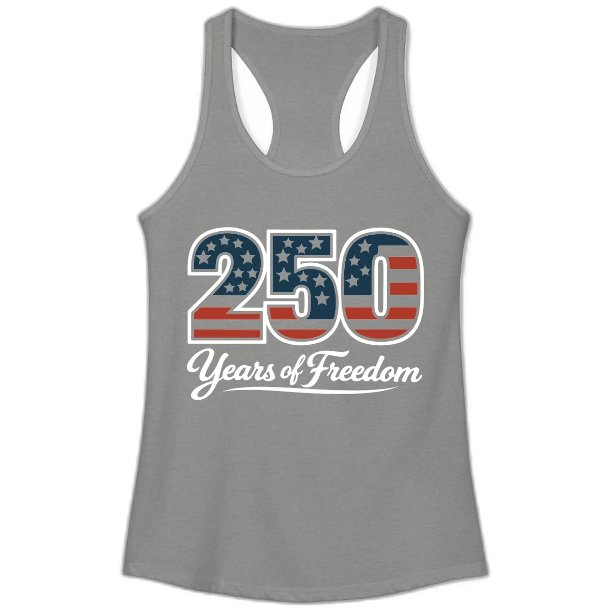 America 250 Years Of Freedom Design Ladies Tank in Heather Grey