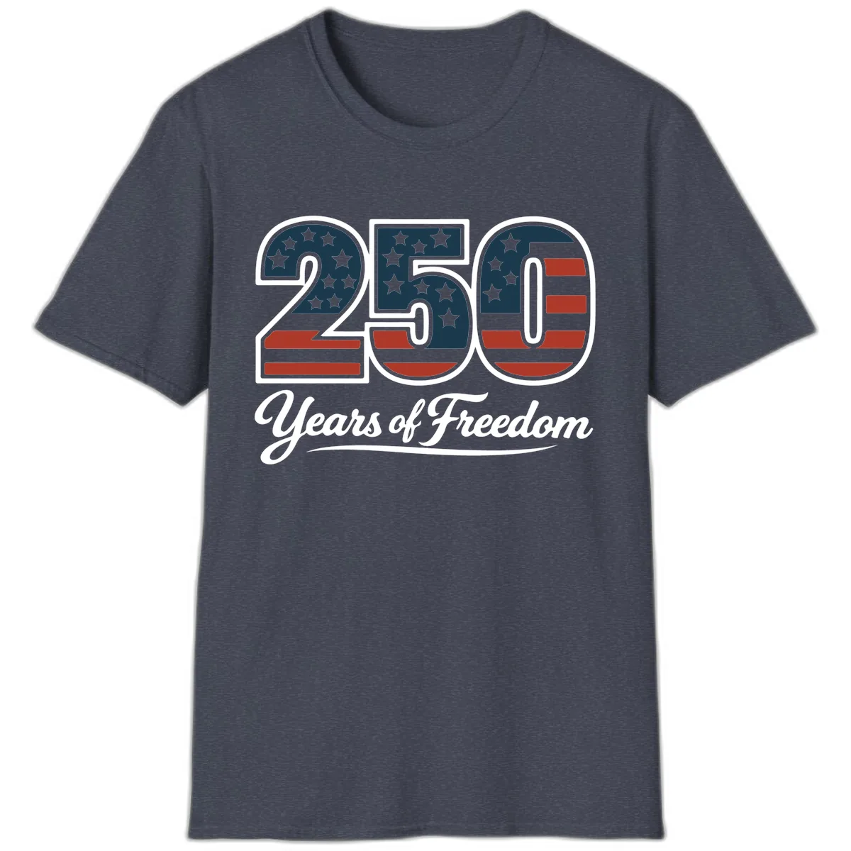 America 250 Years Of Freedom Design T-Shirt in Heather Navy