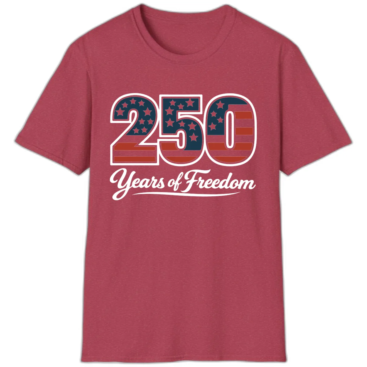 America 250 Years Of Freedom Design T-Shirt in Heather Cardinal