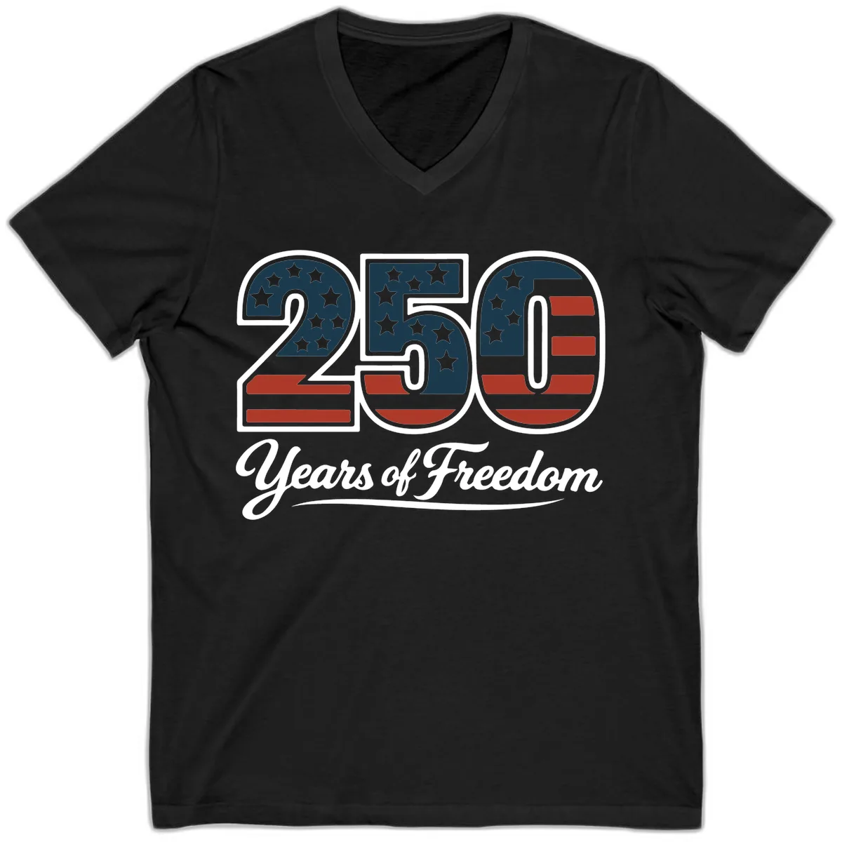 America 250 Years Of Freedom Design V-Neck in Black