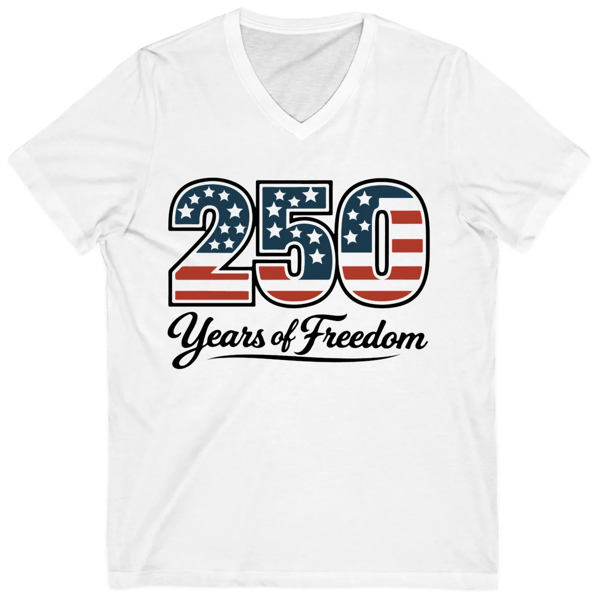 America 250 Years Of Freedom Design V-Neck in White