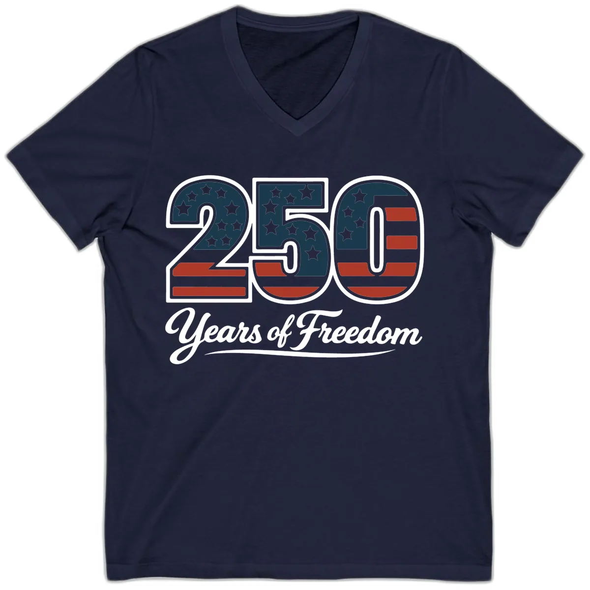 America 250 Years Of Freedom Design V-Neck in Navy