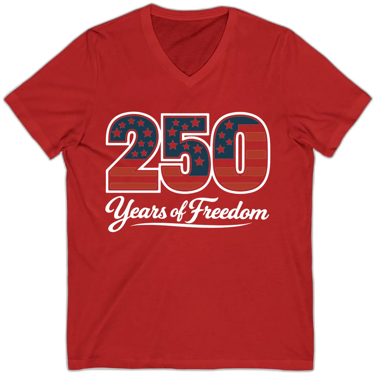 America 250 Years Of Freedom Design V-Neck in Red