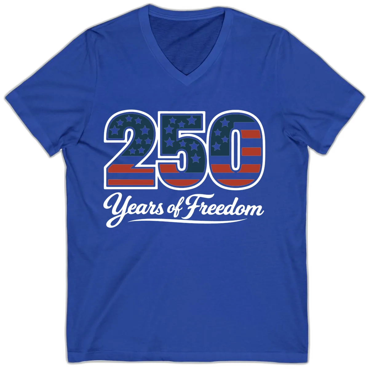 America 250 Years Of Freedom Design V-Neck in True Royal