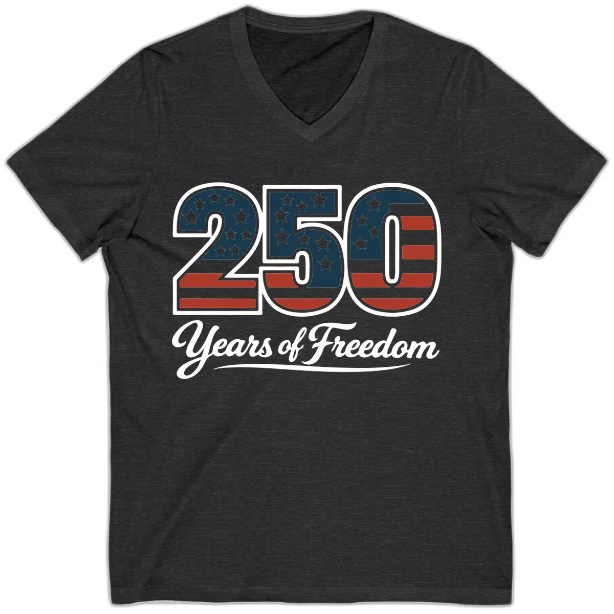 America 250 Years Of Freedom Design V-Neck in Dark Grey Heather