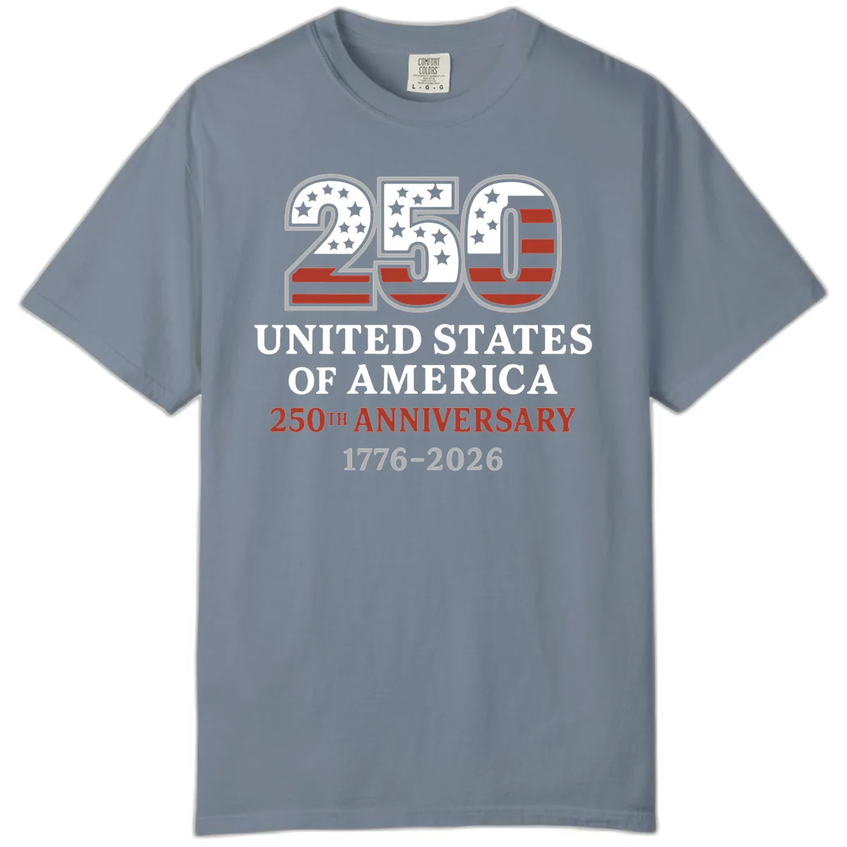United States 250th Anniversary Celebration Comfort Color in Blue Jean