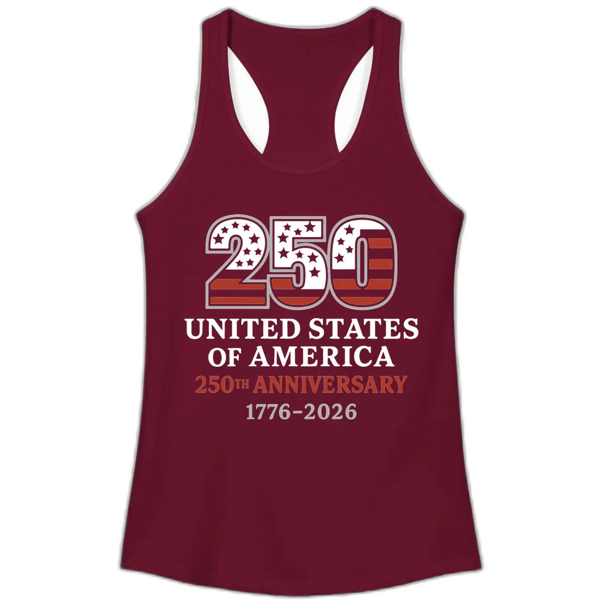 United States 250th Anniversary Celebration Ladies Tank in Solid Cardinal Red