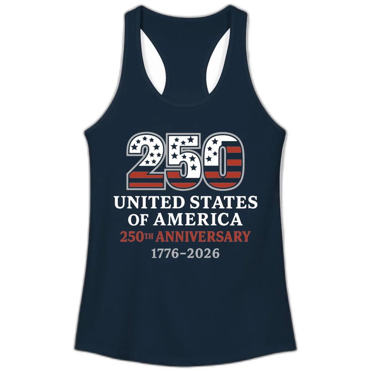 United States 250th Anniversary Celebration Ladies Tank in Solid Midnight Navy