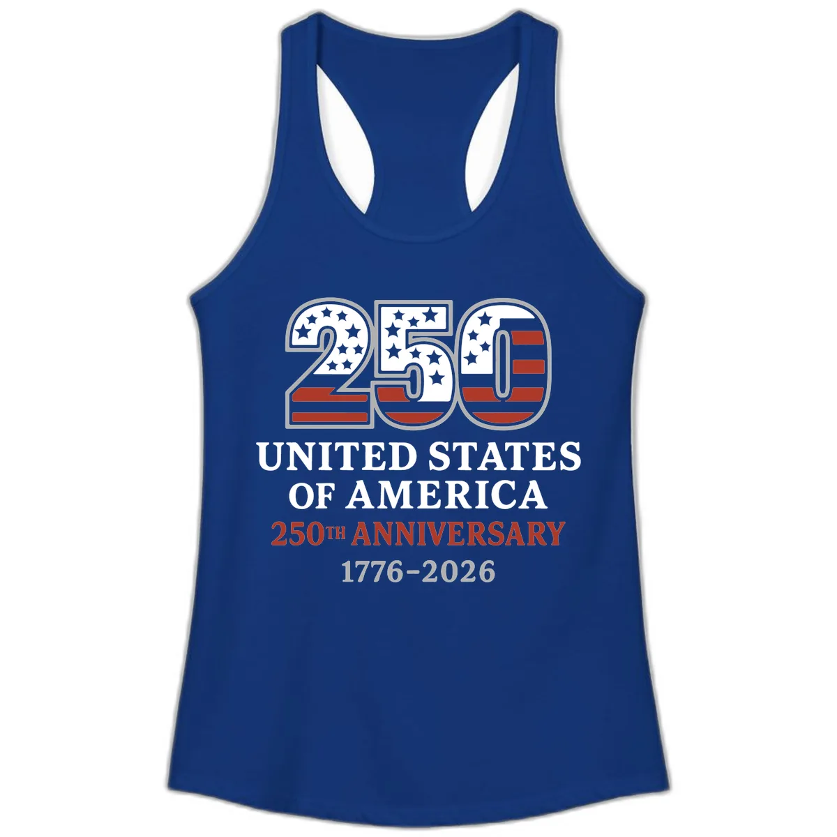 United States 250th Anniversary Celebration Ladies Tank in Solid Royal