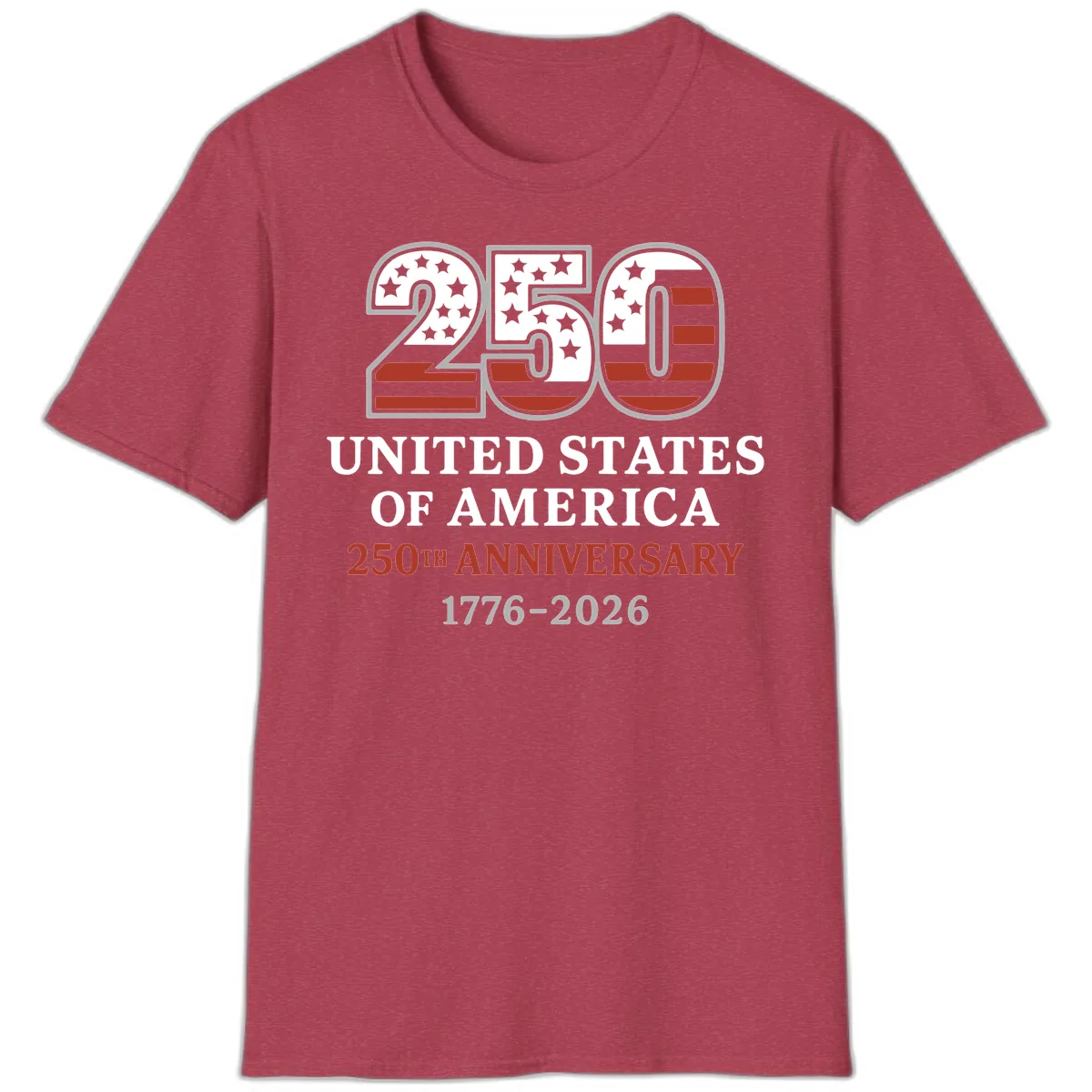 United States 250th Anniversary Celebration T-Shirt in Heather Cardinal