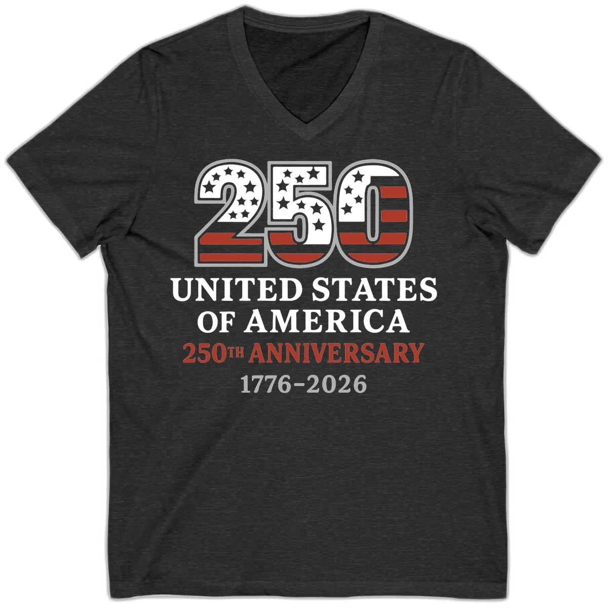 United States 250th Anniversary Celebration V-Neck in Dark Grey Heather