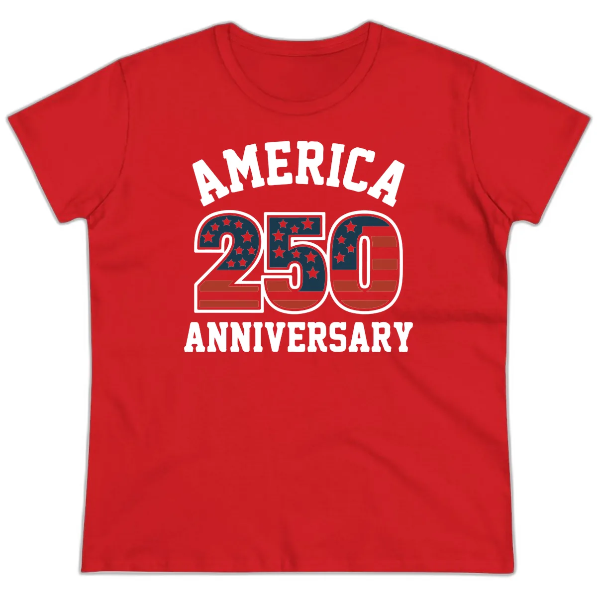 America 250th Anniversary Celebration Ladies Tee in Red