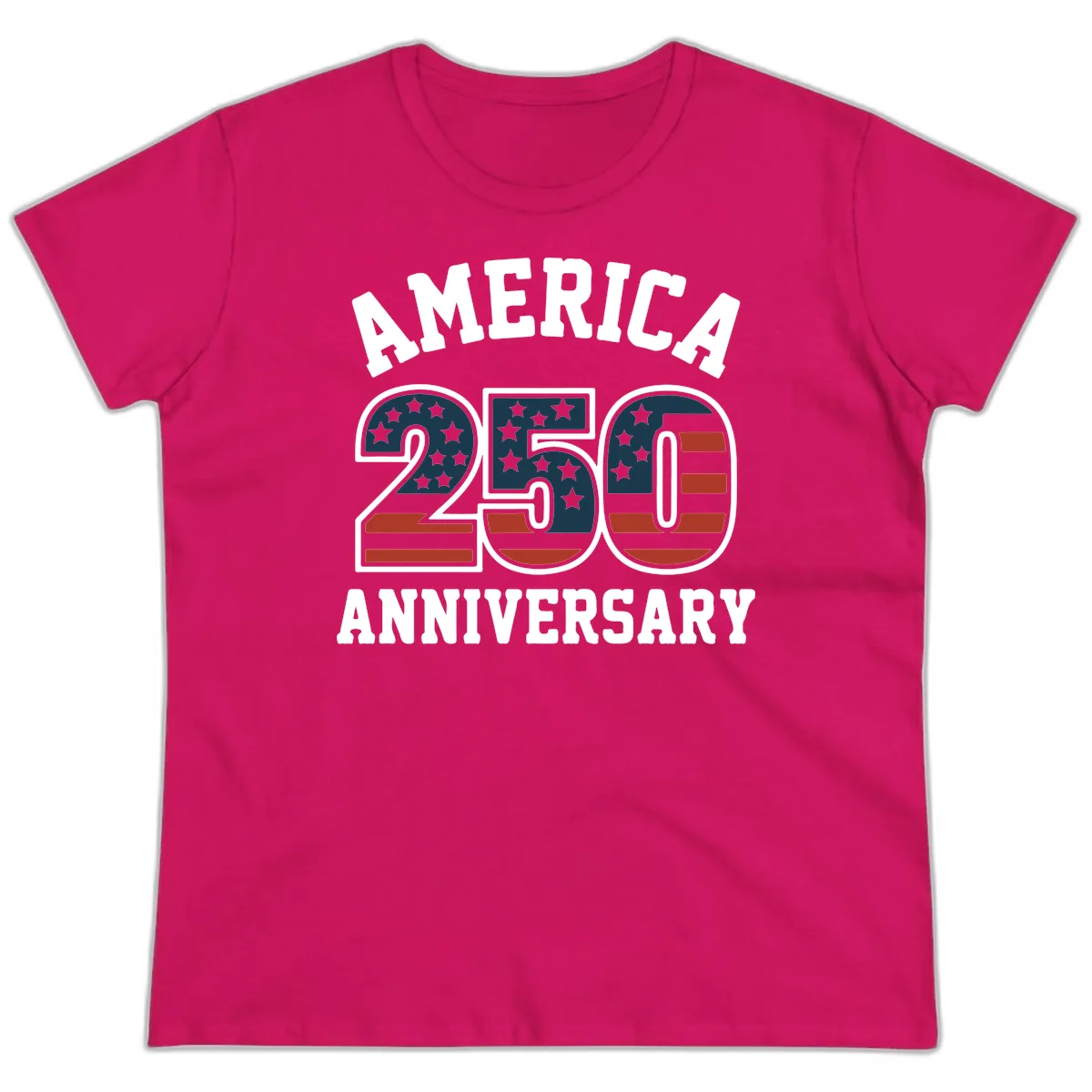 America 250th Anniversary Celebration Ladies Tee in Heliconia