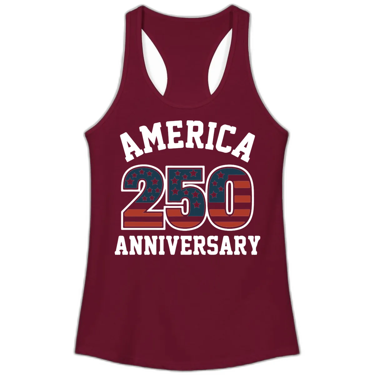 America 250th Anniversary Celebration Ladies Tank in Solid Cardinal Red