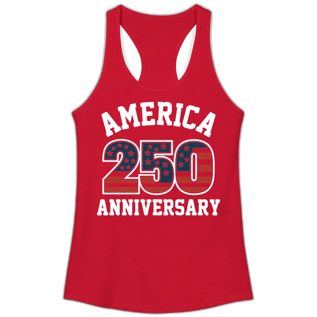 America 250th Anniversary Celebration Ladies Tank in Solid Red