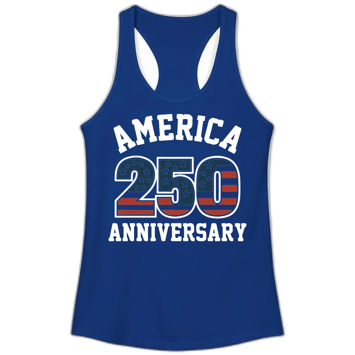 America 250th Anniversary Celebration Ladies Tank in Solid Royal