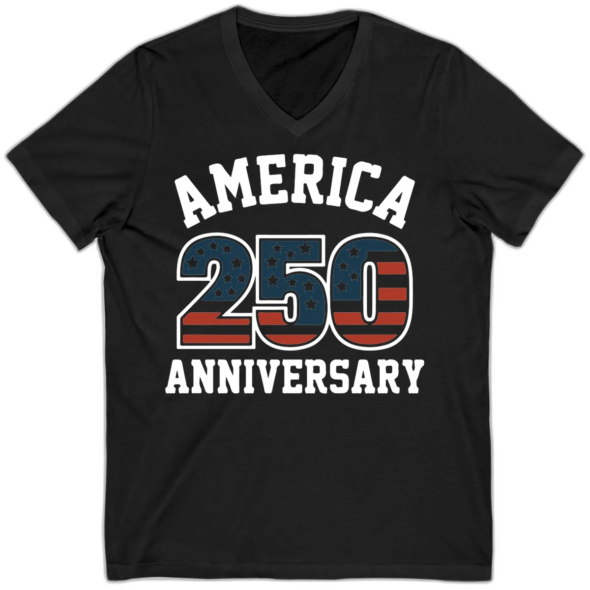 America 250th Anniversary Celebration V-Neck in Black
